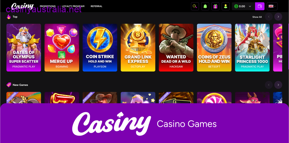 Casiny online casino games library