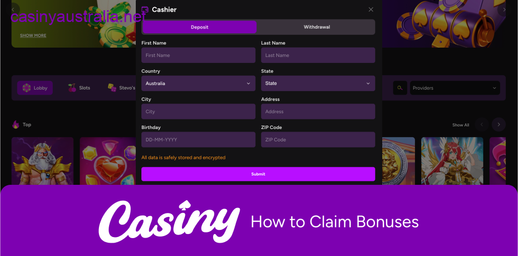 Casiny how to claim bonuses