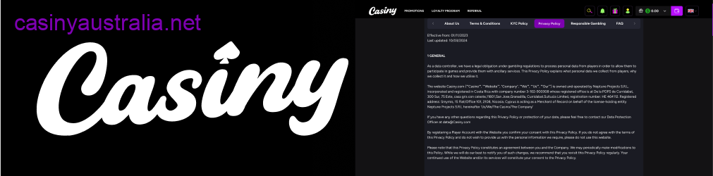 Casiny privacy policy overview Australia