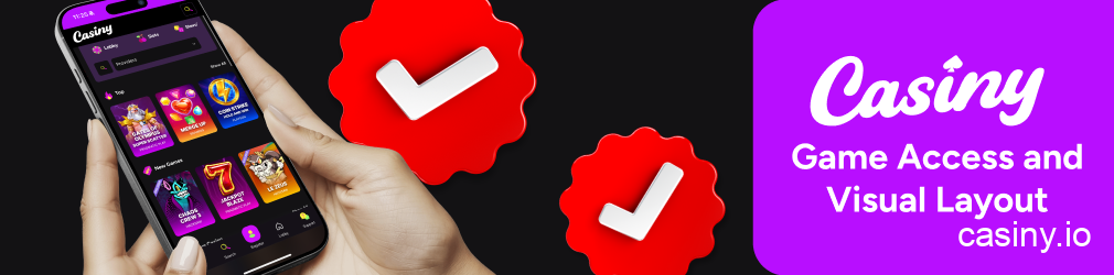 Casiny visual layout and access features