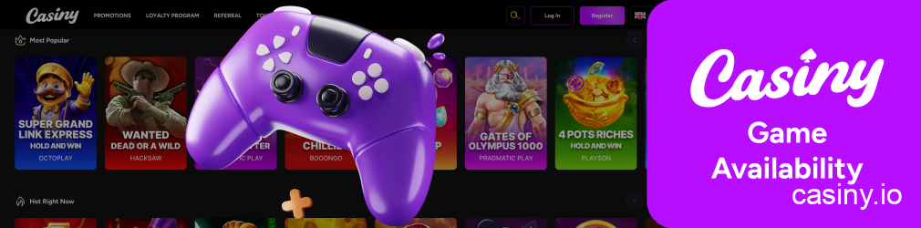 Casiny game access and provider restrictions