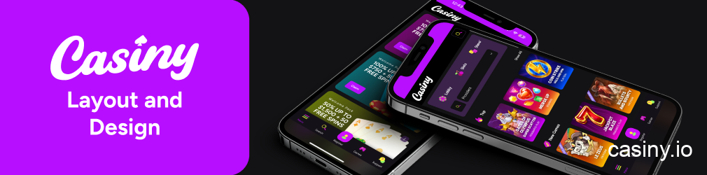 Casiny app layout and design style