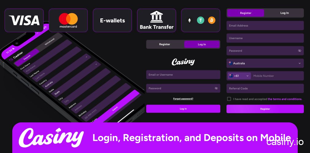 Casiny mobile login registration deposit guide