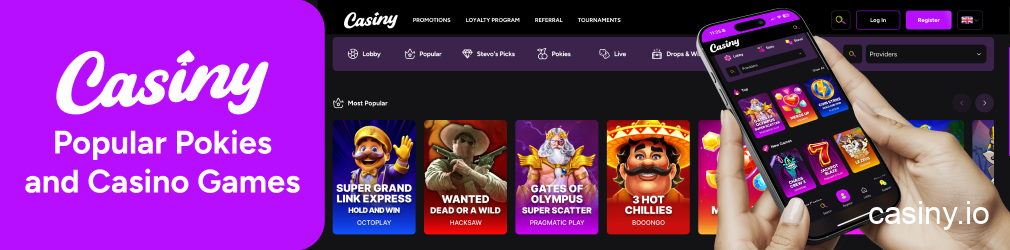 Casiny popular pokies and casino games