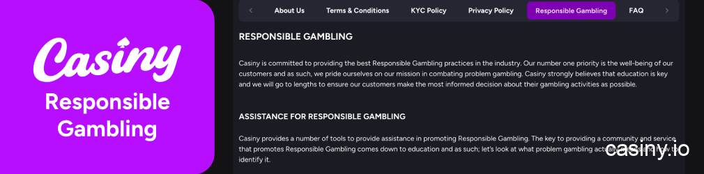 Casiny responsible gambling options Australia