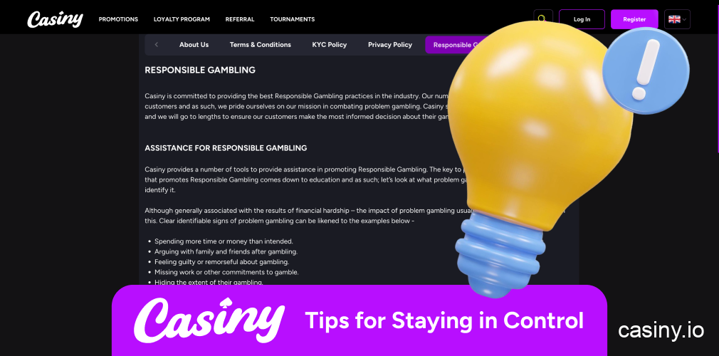Casiny tips to maintain gambling control